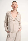Joseph Ribkoff Sport Hooded Boxy Utility Jacket, Beige
