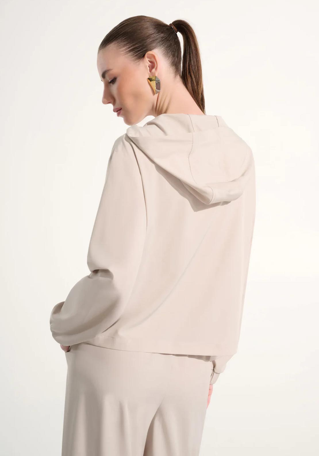 Joseph Ribkoff Sport Hooded Boxy Utility Jacket, Beige