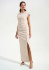 Joseph Ribkoff Rhinestone Trim Slit Maxi Dress, Sand