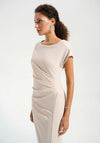 Joseph Ribkoff Rhinestone Trim Slit Maxi Dress, Sand