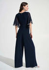 Joseph Ribkoff Rhinestone Wrap Wide Leg Jumpsuit, Navy