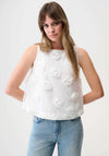 Joseph Ribkoff Sleeveless 3D Floral Embroidery Top, White