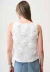 Joseph Ribkoff Sleeveless 3D Floral Embroidery Top, White