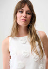 Joseph Ribkoff Sleeveless 3D Floral Embroidery Top, White