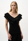 Joseph Ribkoff Pleated V-Neck Top, Black