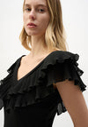 Joseph Ribkoff Pleated V-Neck Top, Black