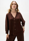 Joseph Ribkoff Crushed Satin Boxy Top, Brown