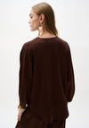 Joseph Ribkoff Crushed Satin Boxy Top, Brown