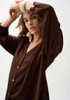 Joseph Ribkoff Crushed Satin Boxy Top, Brown