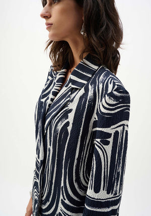 Joseph Ribkoff Abstract Print Double-Breasted Blazer, Navy