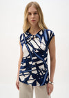Joseph Ribkoff Abstract Print Fitted Top, Blue Multi