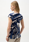 Joseph Ribkoff Abstract Print Fitted Top, Blue Multi