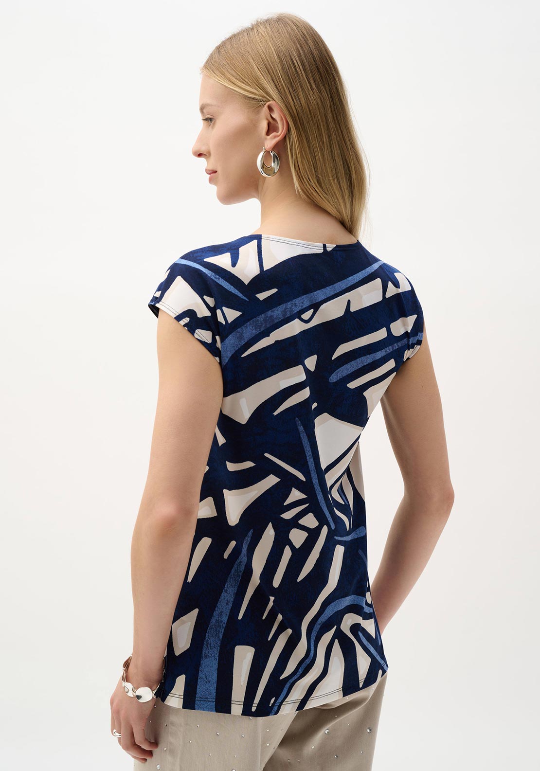 Joseph Ribkoff Abstract Print Fitted Top, Blue Multi