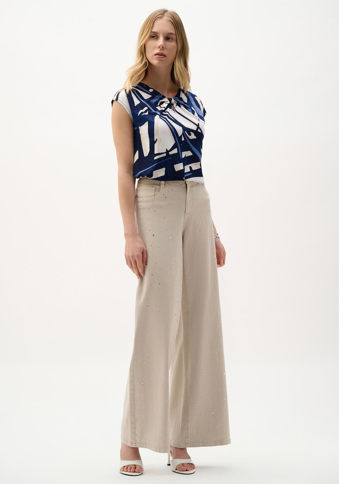 Joseph Ribkoff Abstract Print Fitted Top, Blue Multi