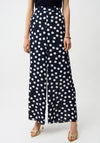 Joseph Ribkoff Georgette Polka Dot Print Wide Leg Trousers, Navy