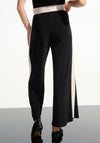 Joseph Ribkoff Silky Colour Block Wide Leg Trousers, Black and Beige