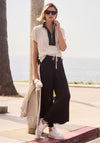Joseph Ribkoff Silky Colour Block Wide Leg Trousers, Black and Beige