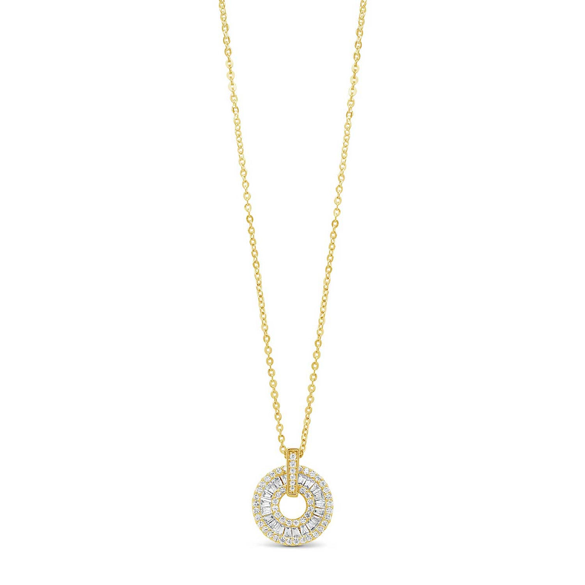Absolute CZ Wheel Pendant Necklace, Gold