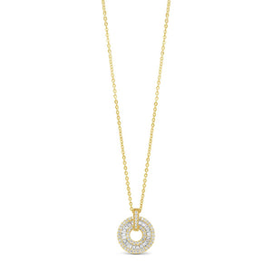 Absolute CZ Wheel Pendant Necklace, Gold