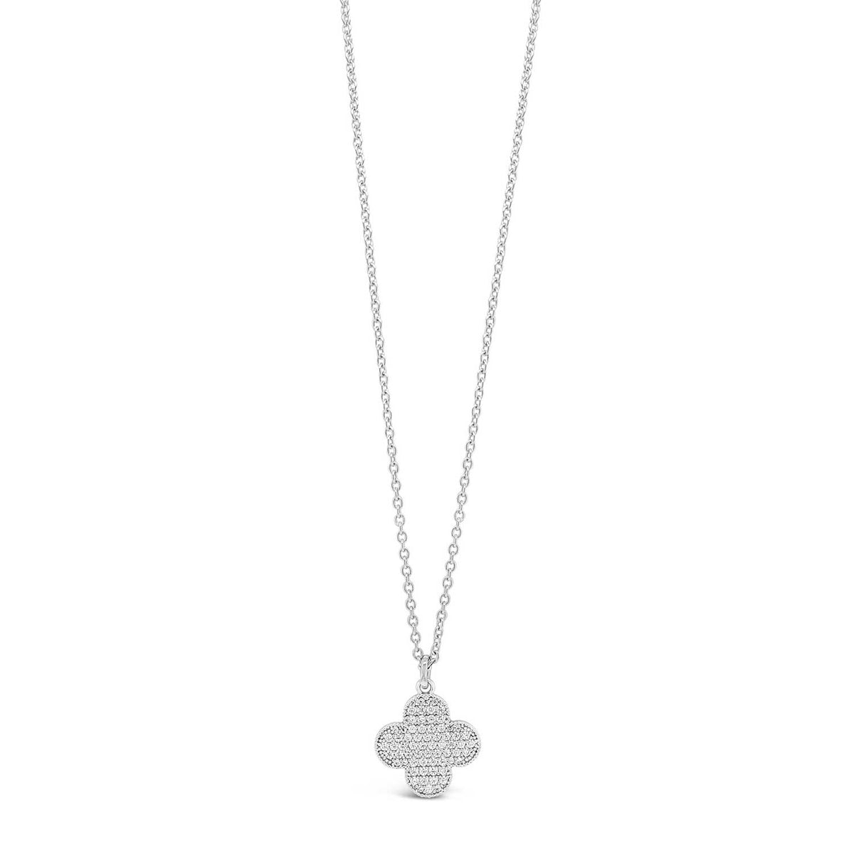 Absolute CZ Flower Pendant Necklace, Silver