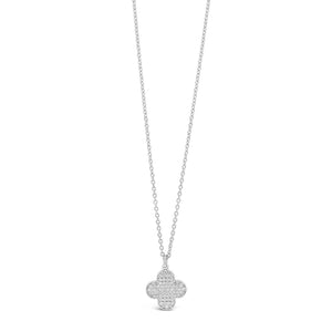 Absolute CZ Flower Pendant Necklace, Silver