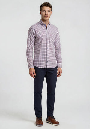 Andre Jackson Gingham Shirt, Burgundy Multi
