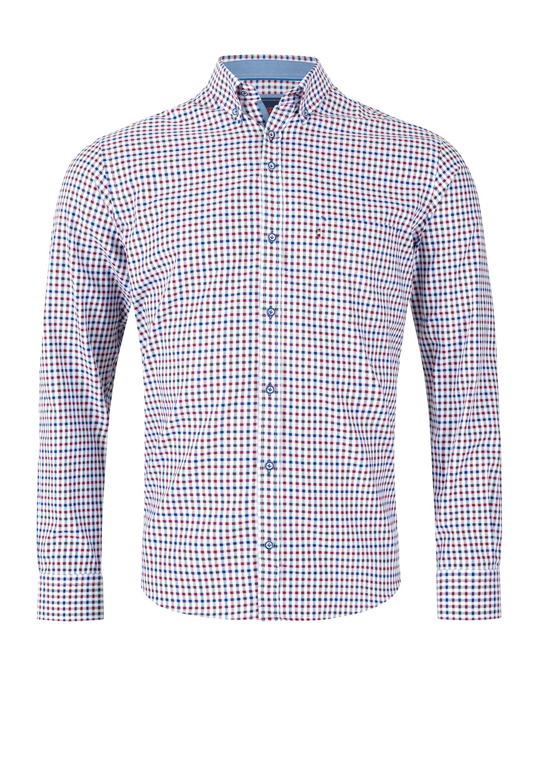Andre Jackson Gingham Shirt, Burgundy Multi