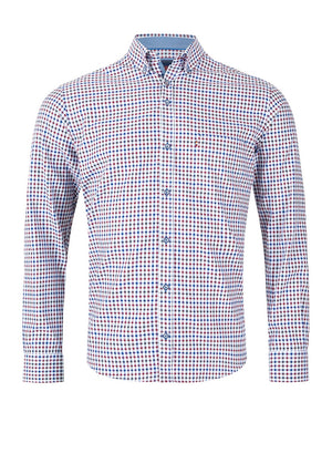 Andre Jackson Gingham Shirt, Burgundy Multi