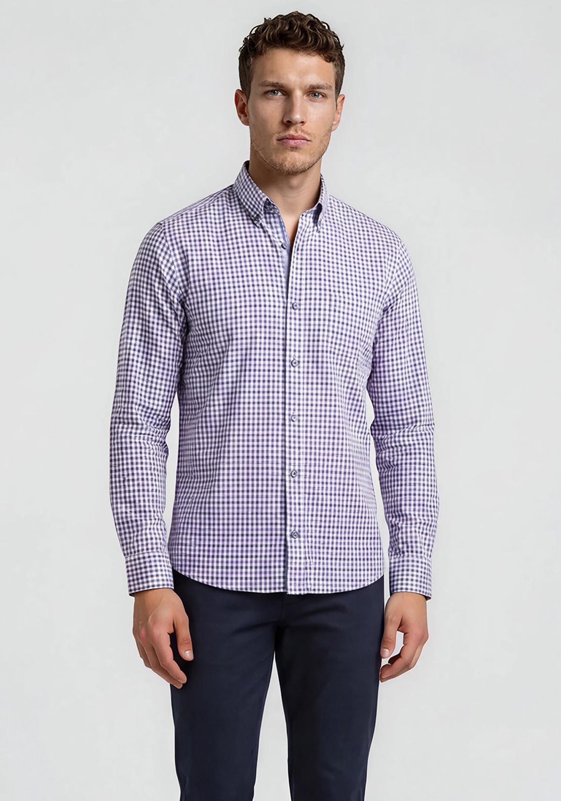 Andre Jackson Gingham Shirt, Purple Multi