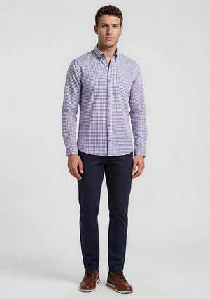 Andre Jackson Gingham Shirt, Purple Multi