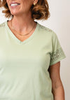 Jessica Graaf Lace Detail T Shirt, Green