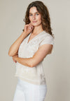 Jessica Graaf Feather Print V Neck Top, Beige