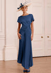 John Charles Satin Pleated Panel Dress, Navy
