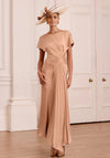 John Charles Satin Pleated Panel Dress, Mocha Brown