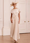 John Charles Satin Pleated Panel Dress, Ecru Cream