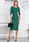 Jolie Moi Qyara Twist Waist Geo Print Dress, Green