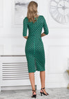 Jolie Moi Qyara Twist Waist Geo Print Dress, Green