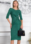 Jolie Moi Qyara Twist Waist Geo Print Dress, Green