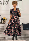 Jolie Moi Elisha Rose Print Maxi Dress, Navy