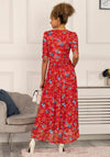 Jolie Moi Gavina Floral Mesh Maxi Dress, Red