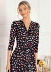 Jolie Moi Devyni Floral Print Hanky Hem Dress, Navy