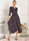 Jolie Moi Devyni Floral Print Hanky Hem Dress, Navy