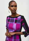Joseph Ribkoff Geometric Panel Dress, Purple & Black