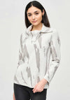 Joseph Ribkoff Zip Cowl Neck Jumper, Vanilla & Grey Melange