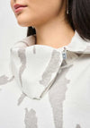 Joseph Ribkoff Zip Cowl Neck Jumper, Vanilla & Grey Melange