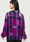 Joseph Ribkoff Check Balloon Sleeve Top, Purple