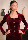 Joseph Ribkoff Velvet Square Neck Fitted Blazer, Burgundy
