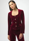 Joseph Ribkoff Velvet Square Neck Fitted Blazer, Burgundy