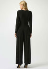 Joseph Ribkoff Jersey Leather Trim Wide Leg Jumpsuit, Black