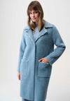 Joseph Ribkoff Pearl Trim Feather Yarn Knit Coat, Blue